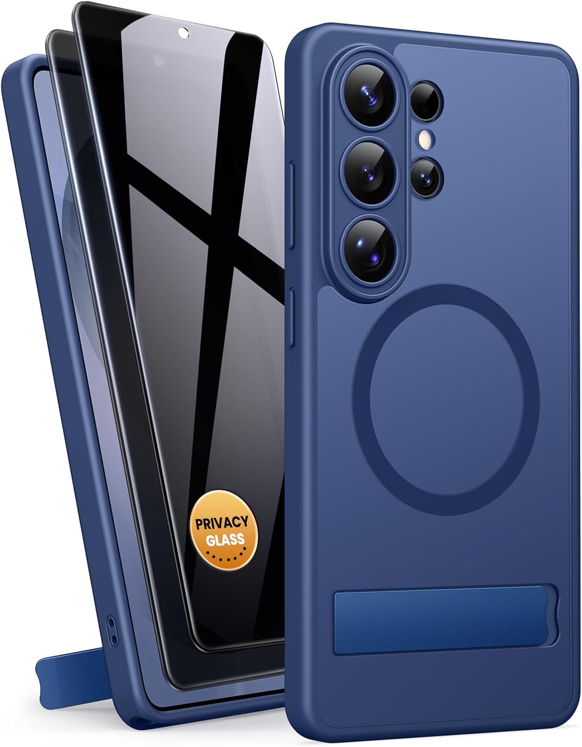 BXYJY for Samsung Galaxy S26 Ultra Magnetic Case with Stand, Wireless Charging Compatible with MagSafe, 2 Privacy Screen Protectors, Full Camera Protection, Rugged Men Women Case for S26 Ultra, Blue