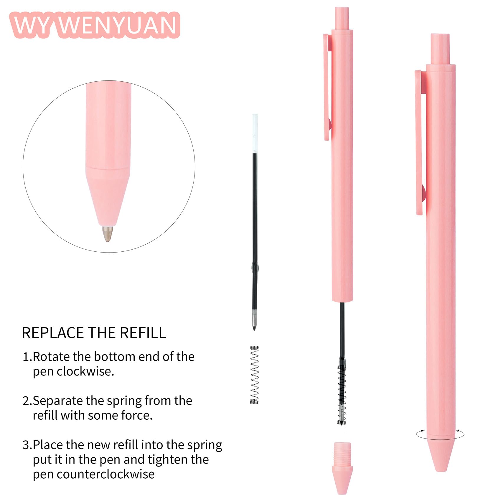 WY WENYUAN Kolorowe długopisy, chowane, 10 pastelowych kolorów atramentu, urocze długopisy 0,5 mm, cienka końcówka, szybkoschnące do pisania, rysowania, dziennika, notatek, szkoły, biura, domu