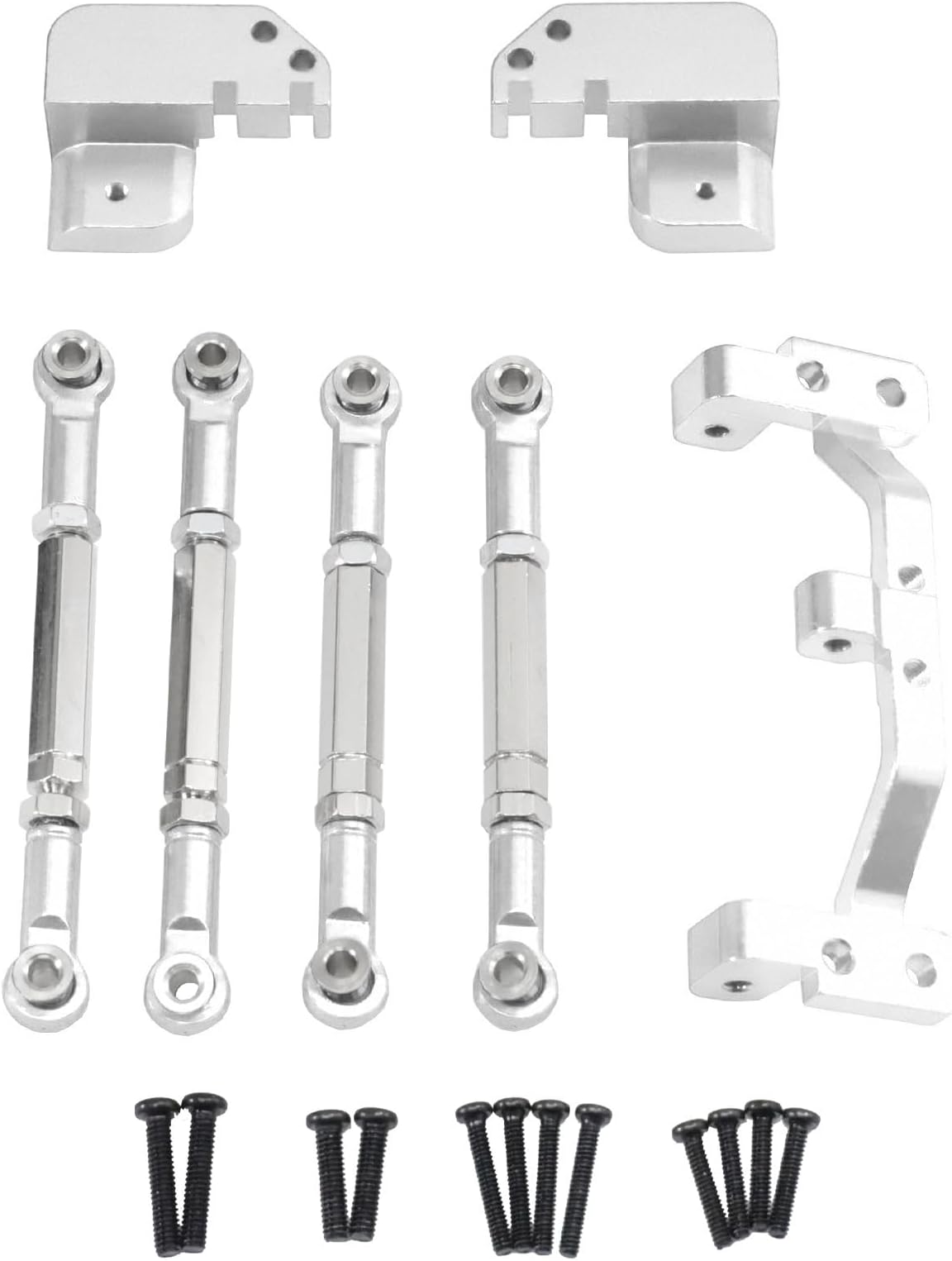KINGCOO Rear Axle Leaf Spring Upgrade four-link bracket kit is used for 1/12 MN82, MN82S, MN82PRO, MN82T compatible with 1/12 MN82 LC79 RC Car upgrades (Silver)