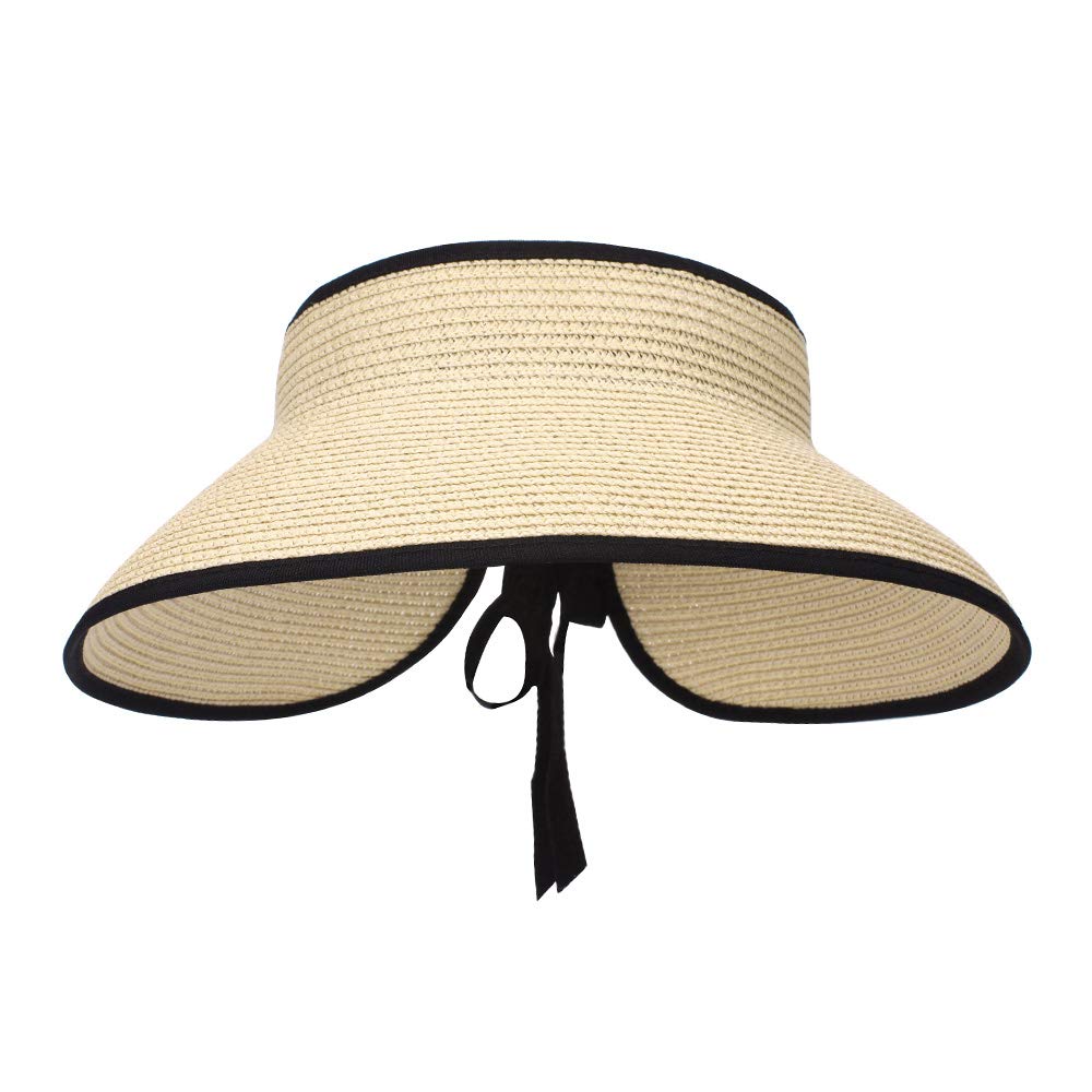 MK MATT KEELY Sombrero de Paja de Playa para Mujer, Plegable ala Ancha Sombrero para el Sol Mujer