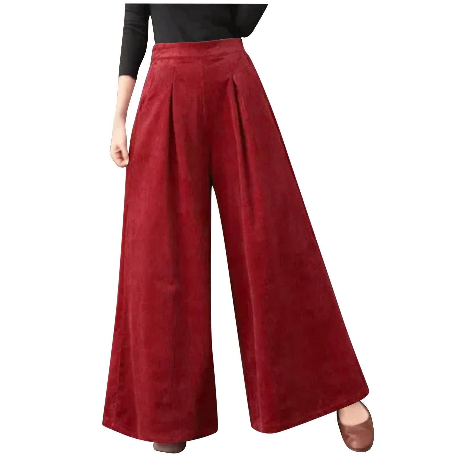 Uillui Dress Pants for Women High Waisted Flowy Wide Leg Pants Pleated Business Casual Suit Pants Baggy Palazzo