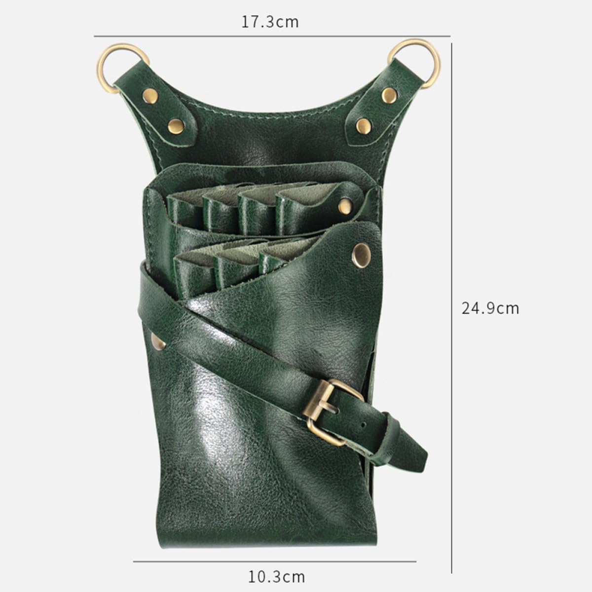 Hairdresser Waist Bag Shear Holder and Comb Storage, Green Pu Leather Hair Stylist Tool Pouch for Barber Accessories and Hair Braiding Supplies
