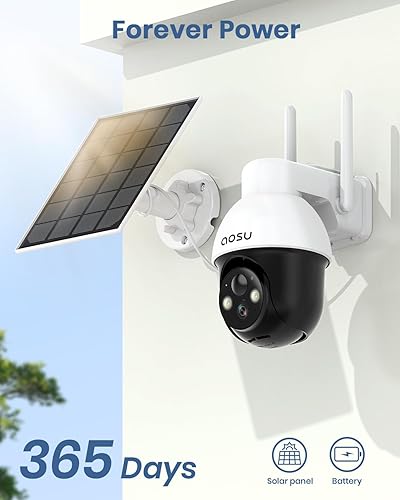 Miniatura 4 de Cámara solar de seguridad para exteriores - Cámaras de seguridad inalámbricas para exteriores con vista panorámica de 360, seguimiento automático