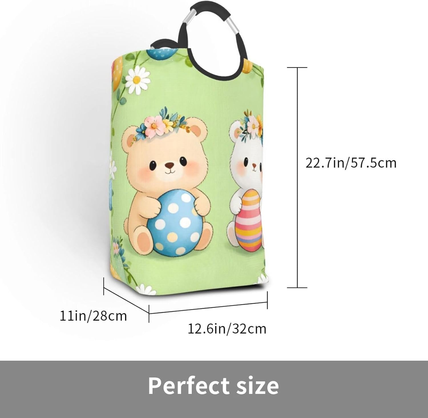 Floral Easter Charm Foldable Dirty Laundry Bag, Waterproof Oxford Fabric With Pe Board Base, 50l Capacity For Home & Travel