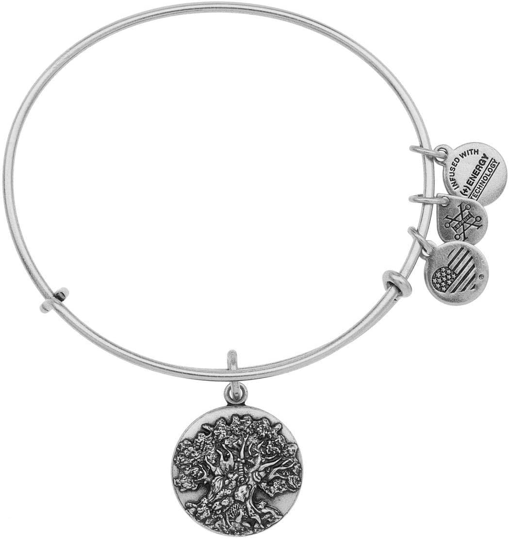 Disney Alex and Ani Animal Kingdom Tree of Life Bangle Bracelet Charm Silver