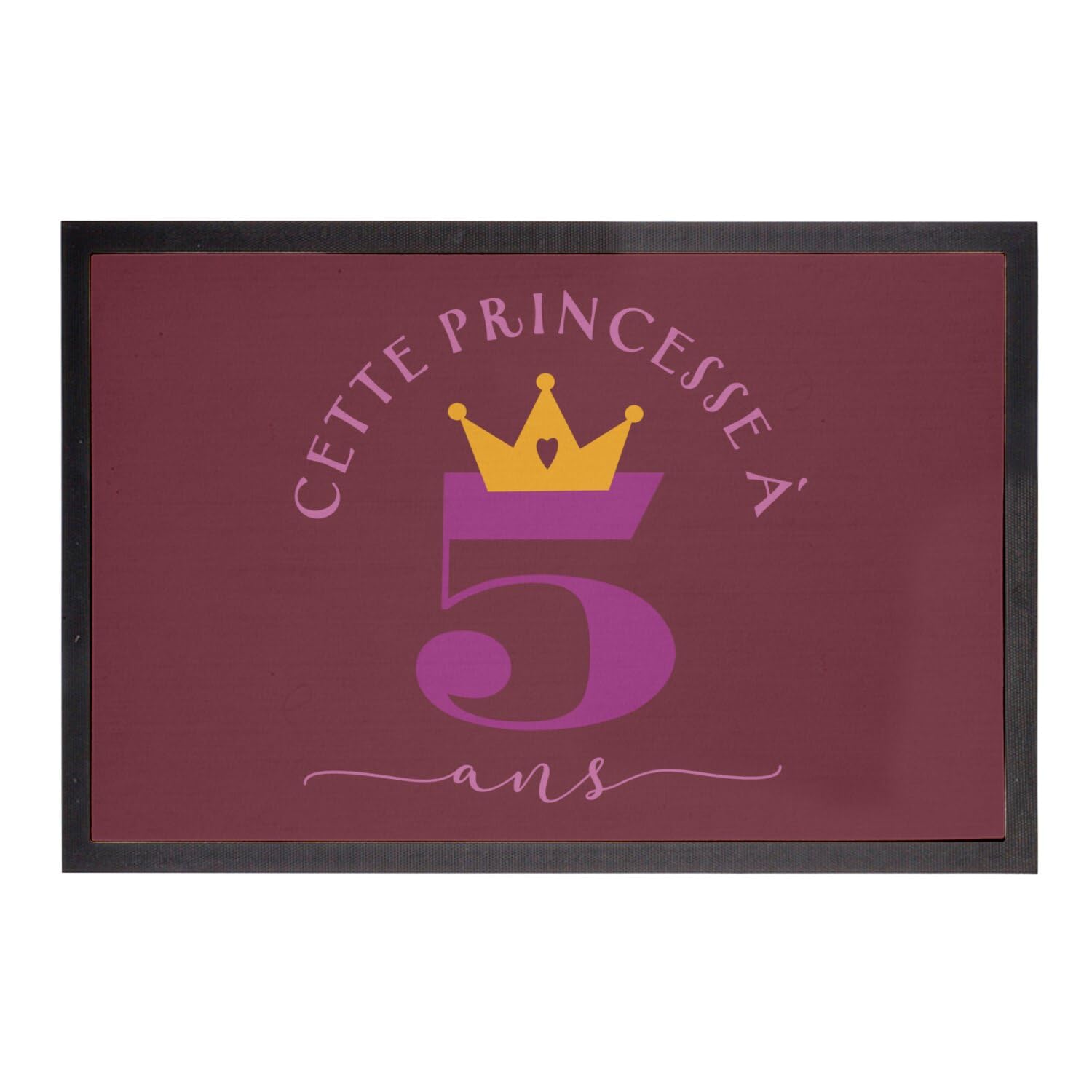 Paillasson rouge 60x40cm Princesse 5 Ans pour décoration d'anniversaire