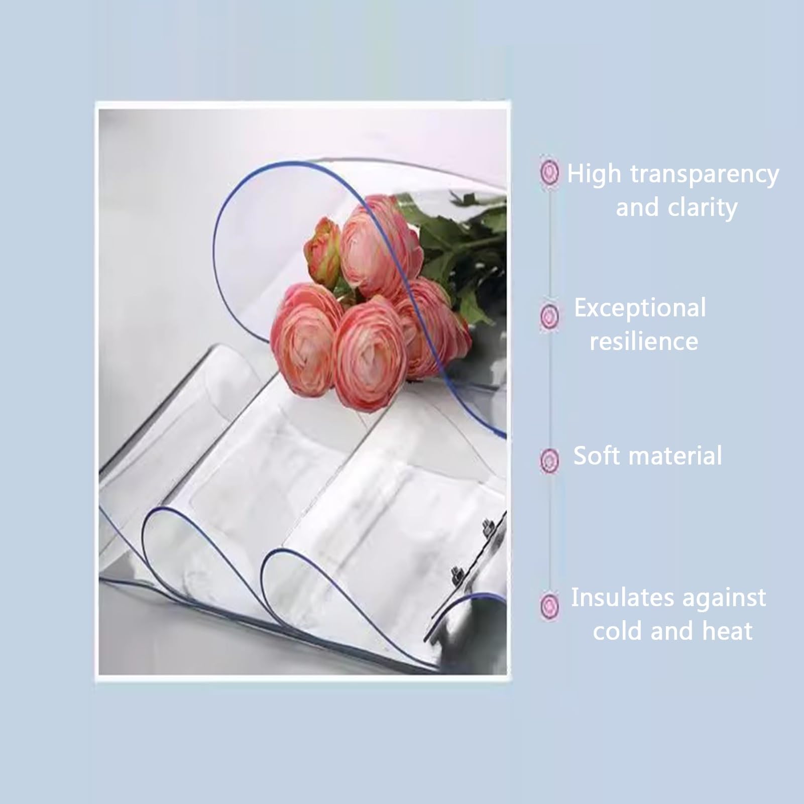 Plastiques Bande de Lamelle PVC Store Verticaux Flexible Transparent Isolant Rideau Porte Lanieres Salles à Manger, Locaux Commerciaux(120x240cm/47.24x94.49in)