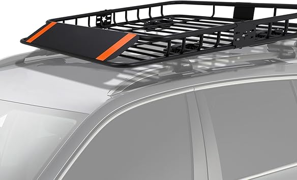 Roof Rack Cargo Basket,Rooftop Cargo Carrier,Heavy-Duty 200 Lbs Capacity Universal Roof Rack Baske with Extension for Cars & Suvs - Perfect for Traveling, Camping - Steel Construction