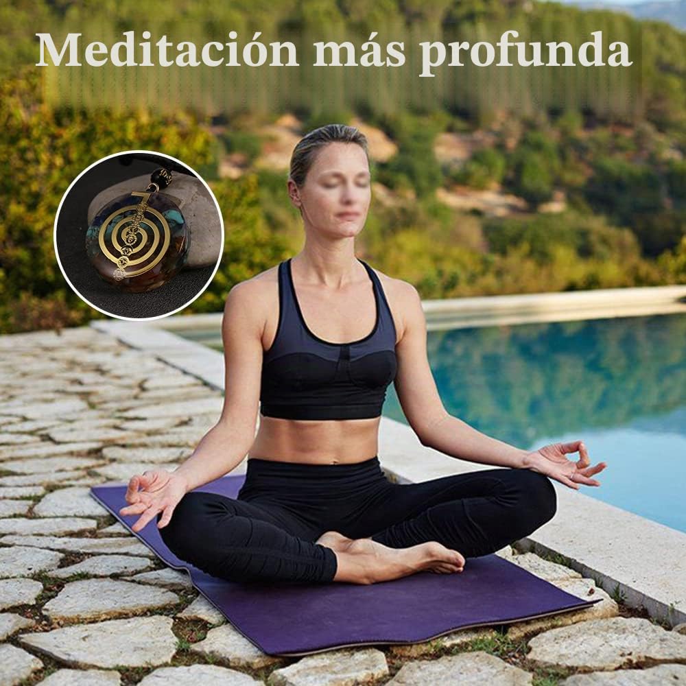 Orgonite 7 Chakra Colgante Collar, Meditación Orgonita Balance EMF Protección Cristales Dowsing Colgantes para Mujeres y Hombres