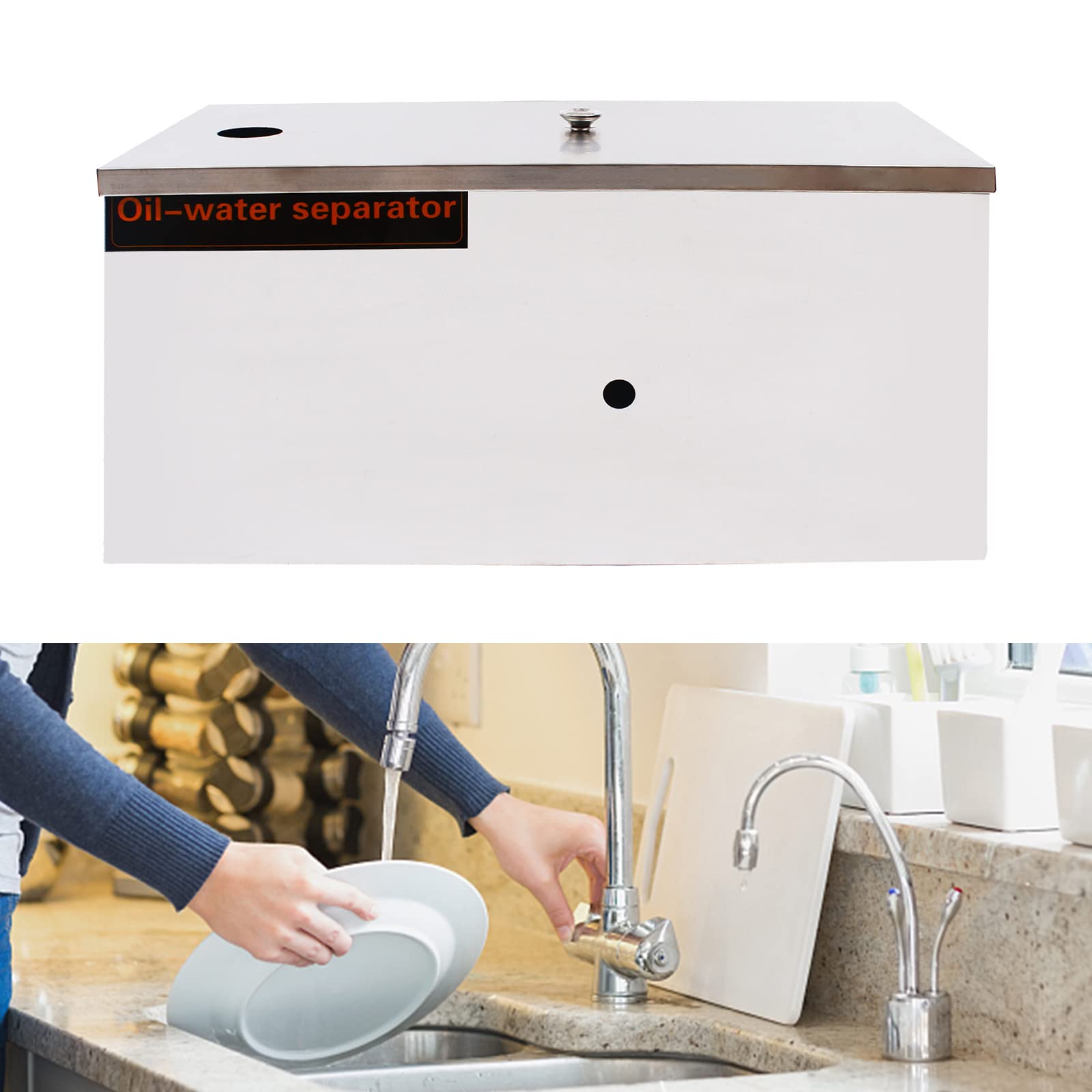 Separador De Grasa Comercial, Contenedor De Acero Inoxidable Restaurante Aceite Y Agua Contenedor De Acero Inoxidable Con Cesta De Filtro Extraíble Contenedor De Grasa Bajo El Fregadero