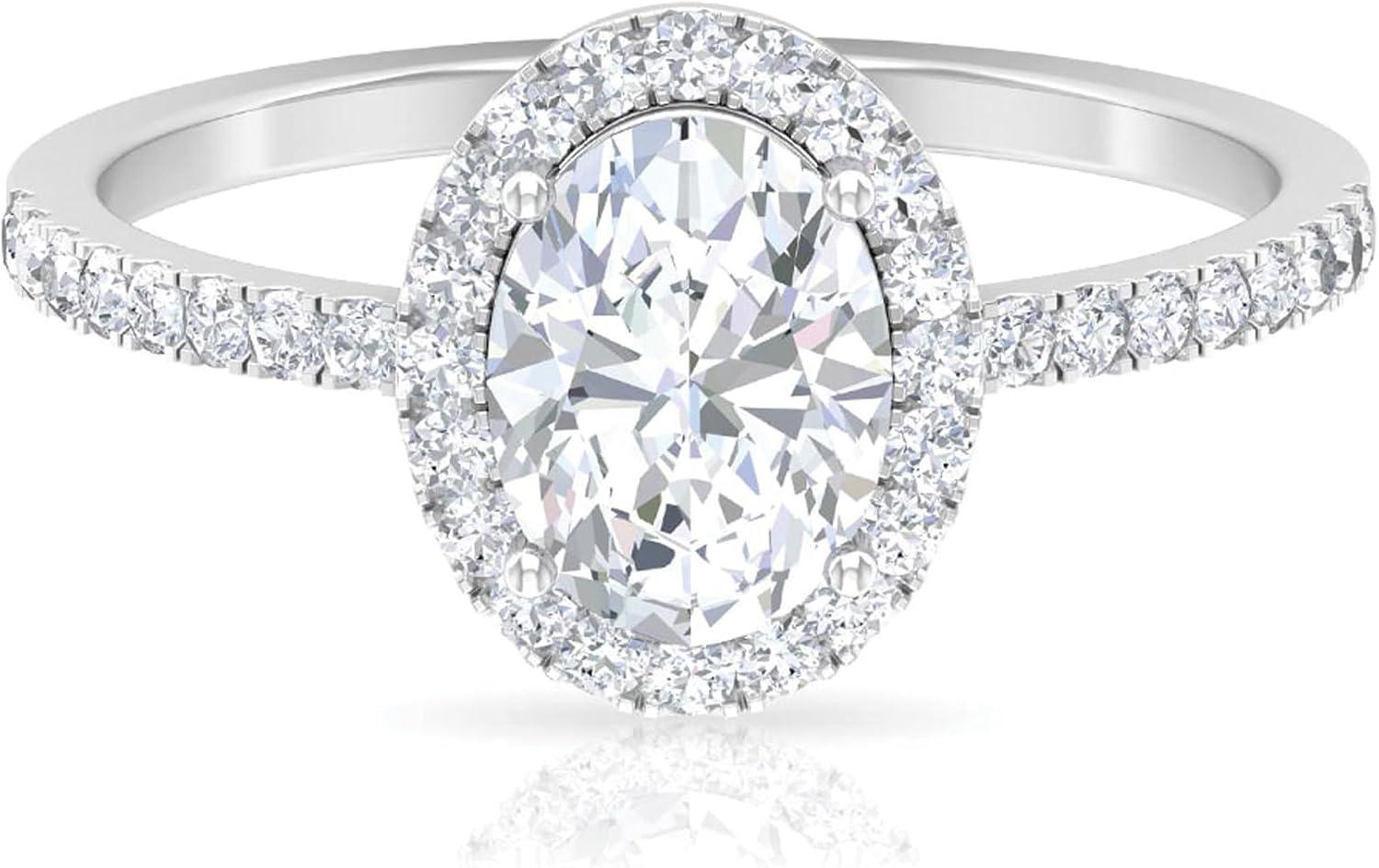 Certified 1.5 Carat Moissanite Oval Engagement Ring For Women, D-Vs1 Quality, Moissanite Halo Ring - Ready To Gift
