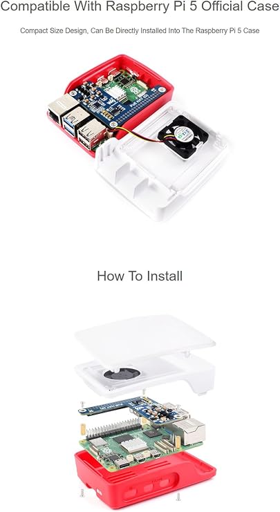 PoE HAT (G) for Raspberry Pi 5, Power Over Ethernet HAT IEEE,5V 5A Output, Supports 802.3af/at Network Standard Compatible with Raspberry Pi 5 Official Case