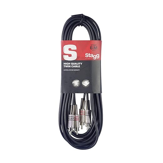 Stagg STC6C 6m S Series Twin RCA Male to Twin RCA Male Cable