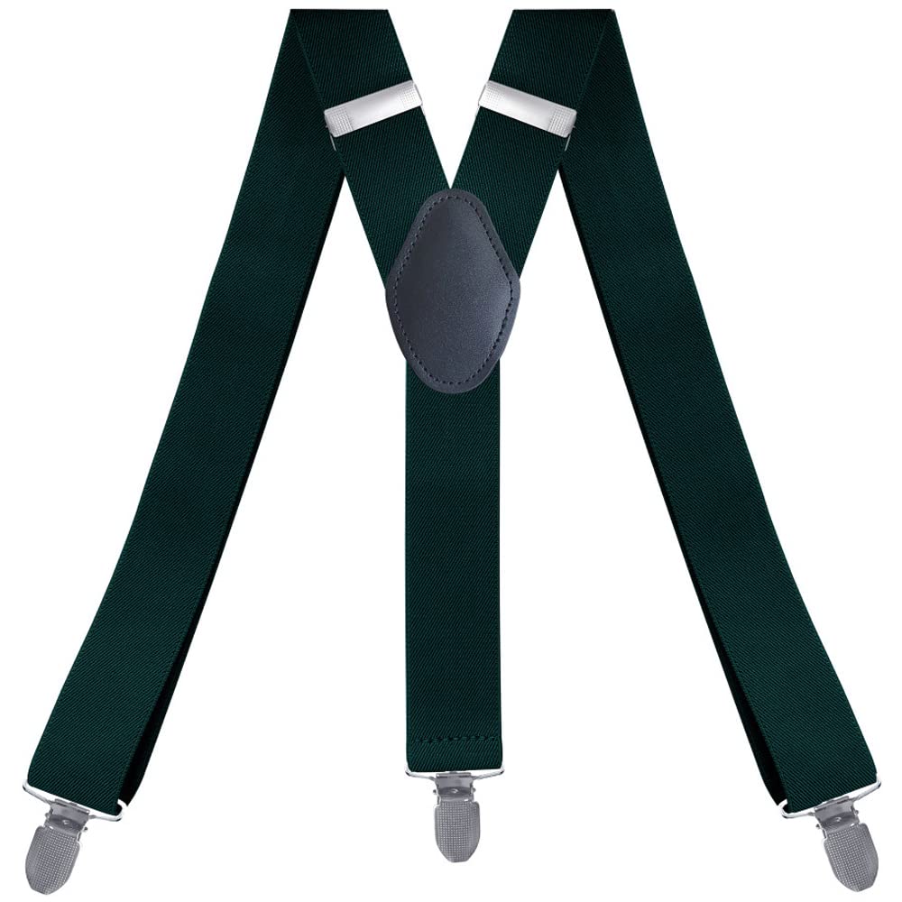 Yyksydpt Men's Dark Green Braces With 3 Strong Metal Clips Y Style Wide 3.5 Cm Heavy Duty Suspenders Trouser Braces Adjustable And Elastic For And Wo (Dark Green)