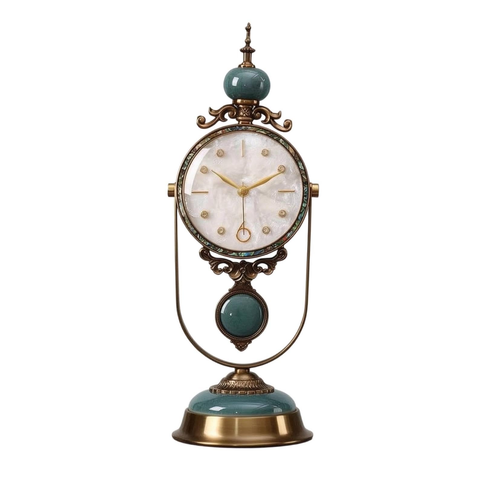 Clock with Pedestal Vintage-Style Ornate for Living Room, Shelf, Bedside Table-image-19