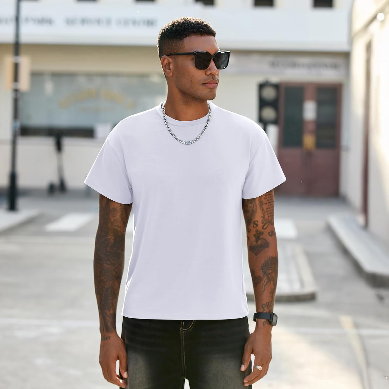 Men's Gym Workout Short Sleeve T Shirts Athletic Running Moisture Wicking Crewneck Lightweight Tops - Image 4