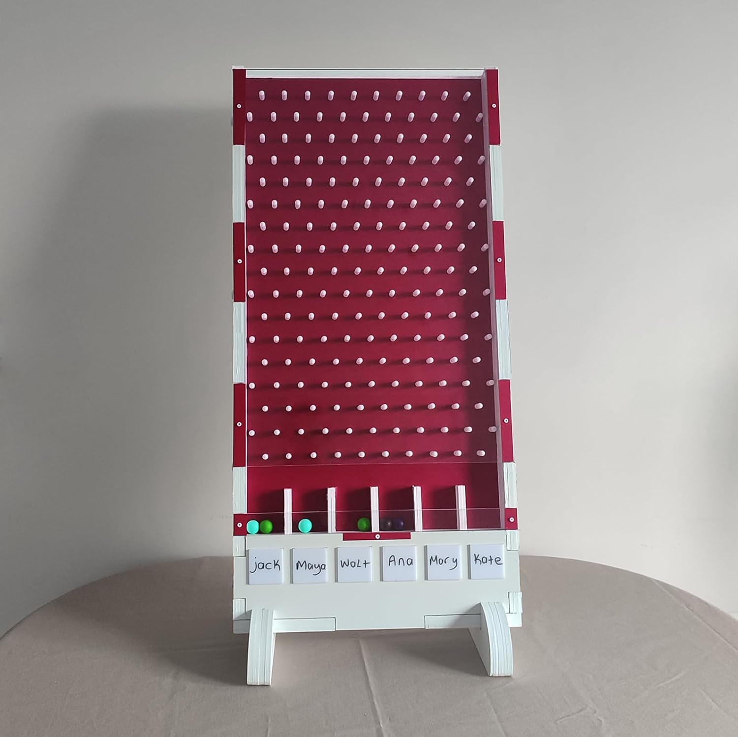 Portable Plinko Board for Trade Shows, Carnivals, Parties - Prize Drop Plinko Board for Events - Made of Wood - (Includes 8 Wooden Balls) (Burgundy)