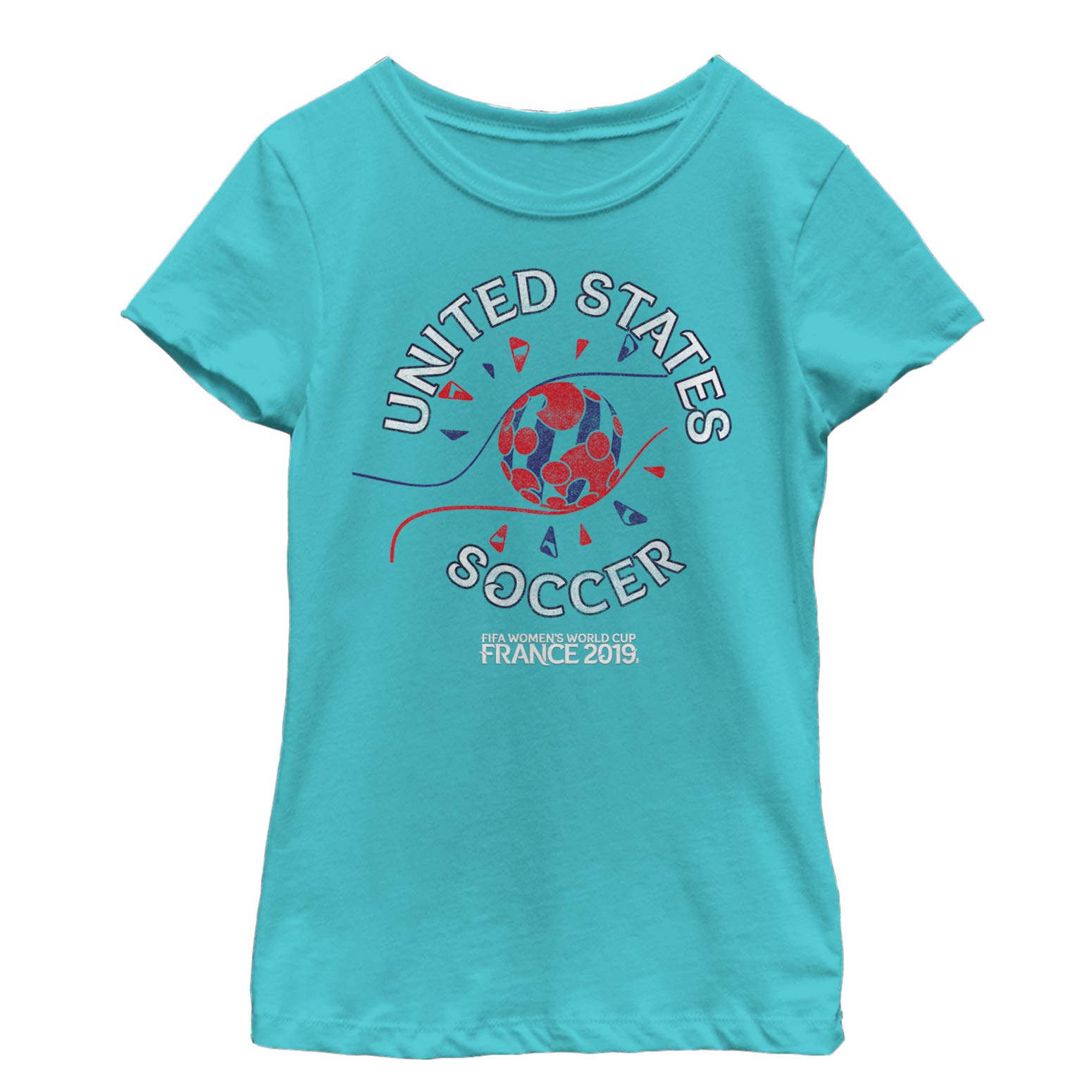 FIFA WWC France 2019™ Flag Ball Youth Girl's Tee, Tahiti Blue, Large