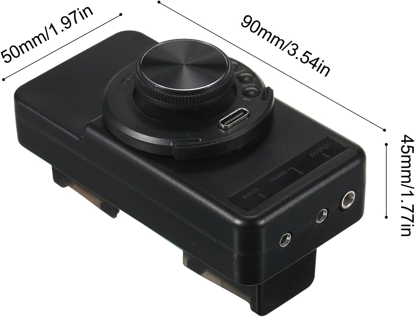 Diagram showing the dimensions of the Double OS1 Resonance Pickup unit: 90mm (3.54in) length, 50mm (1.97in) width, and 45mm (1.77in) height.