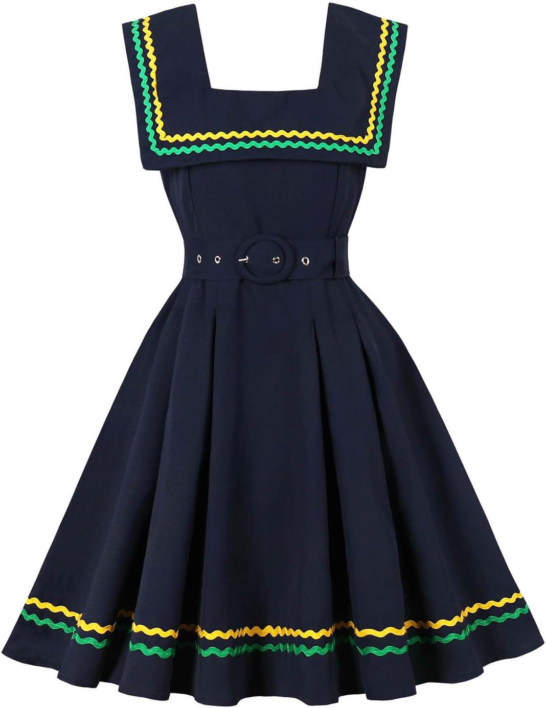 Women's 50s Vintage Swing Wedding Guets Dress Elegant Square Neck Sleeveless A-Line Business Party Dress