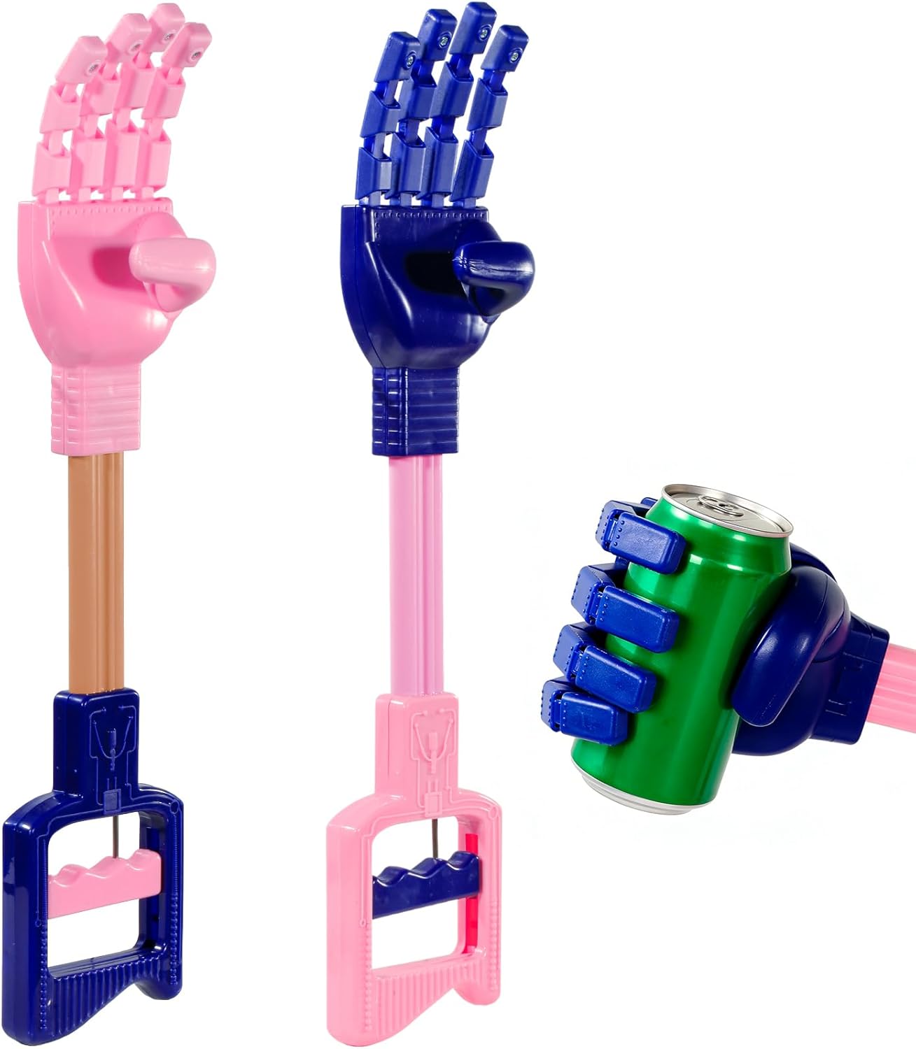 2 PCS Robot Hand Grabber Toy, Robotic Hand for Kids, Robot Arm Grabber Claw, Mechanical Retro Interactive Toy, (Blue & Pink)