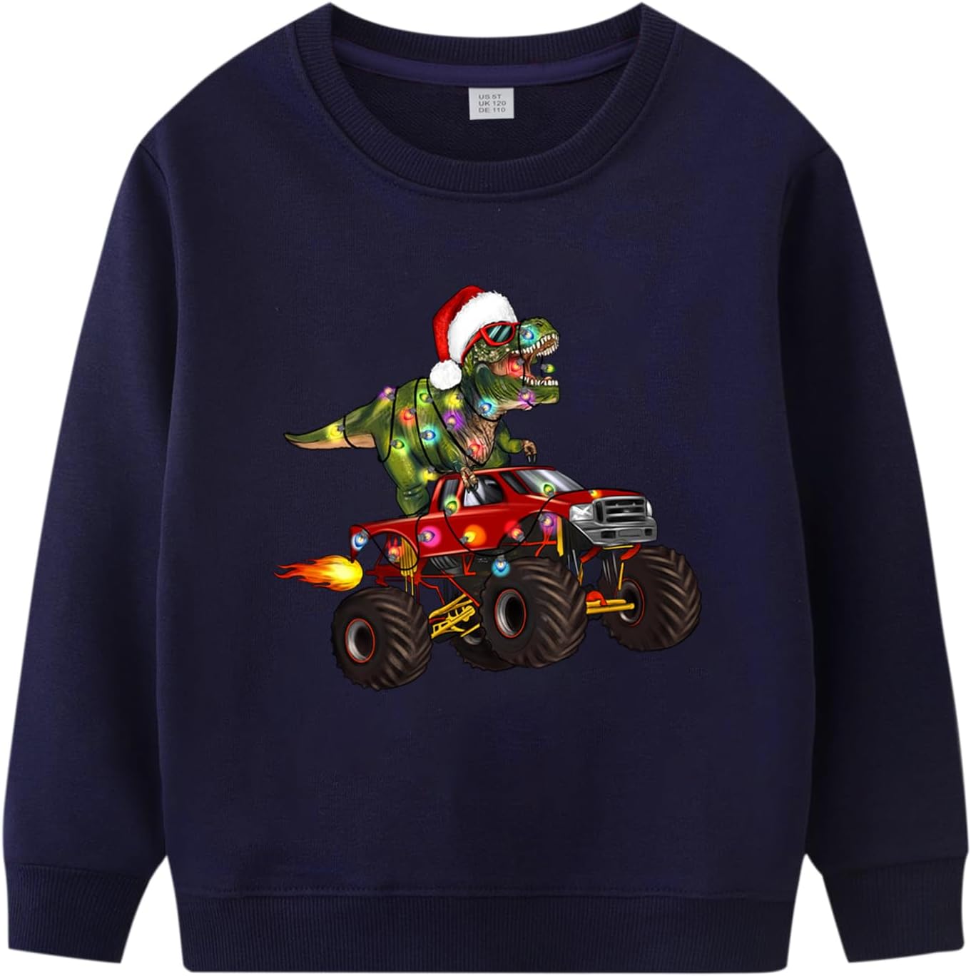 Boys Girls Christmas Sweatshirts Toddler Dinosaur Monster Truck Crewneck Pullover Funny Xmas Holiday Outfit Tops 2-7T