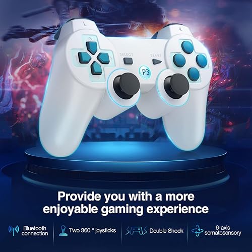 Miniatura 2 de Powerextra Controller Compatible with PS-3, Wireless 2 Pack High Performance Gaming Controller with Upgraded Joystick Double Vibration for PS-3