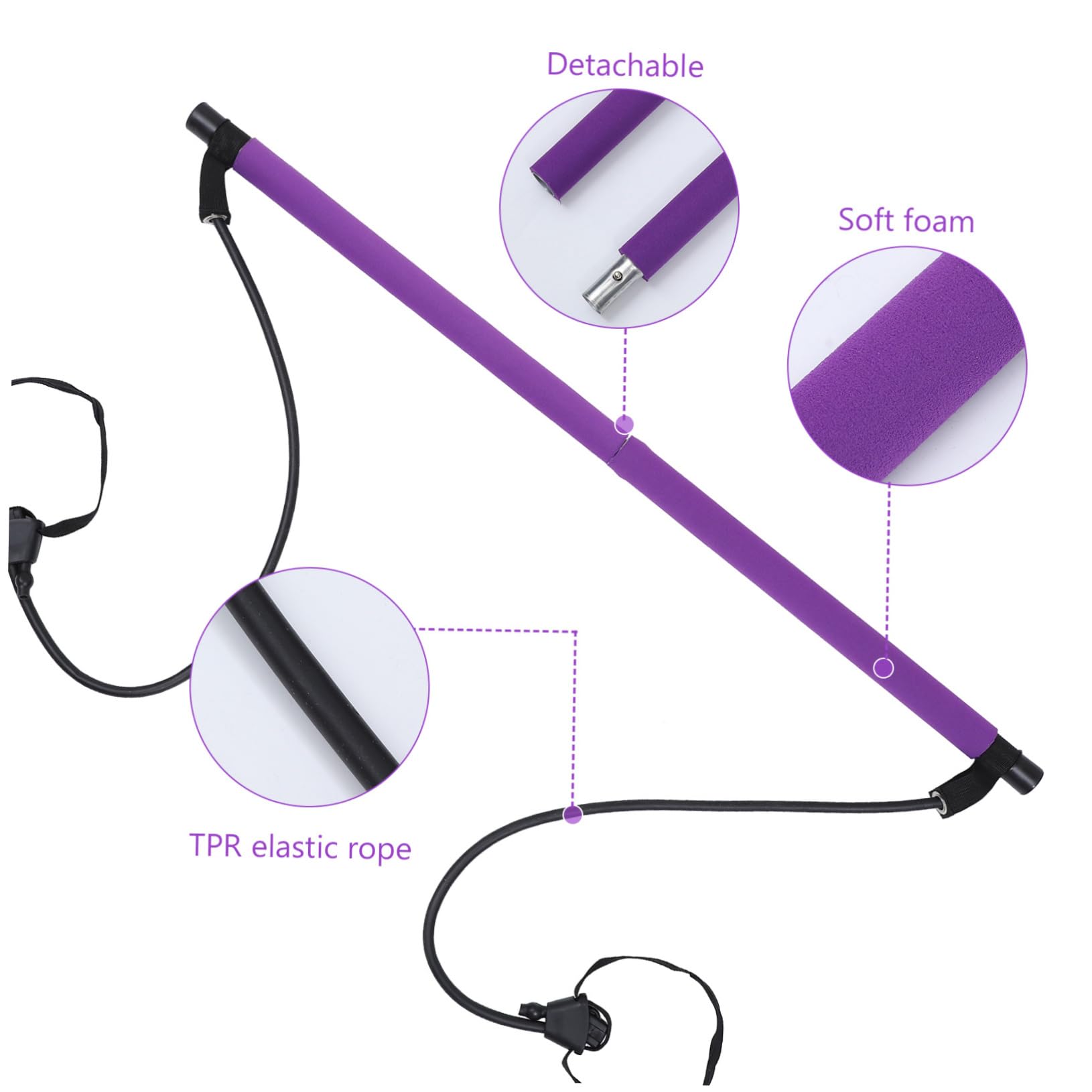 Happyyami Make Your Body Curves Adjustable Pilates Bar Bodybuilding Yoga Stick Pulling The Buttocks Curve Exercise Equipment for Women