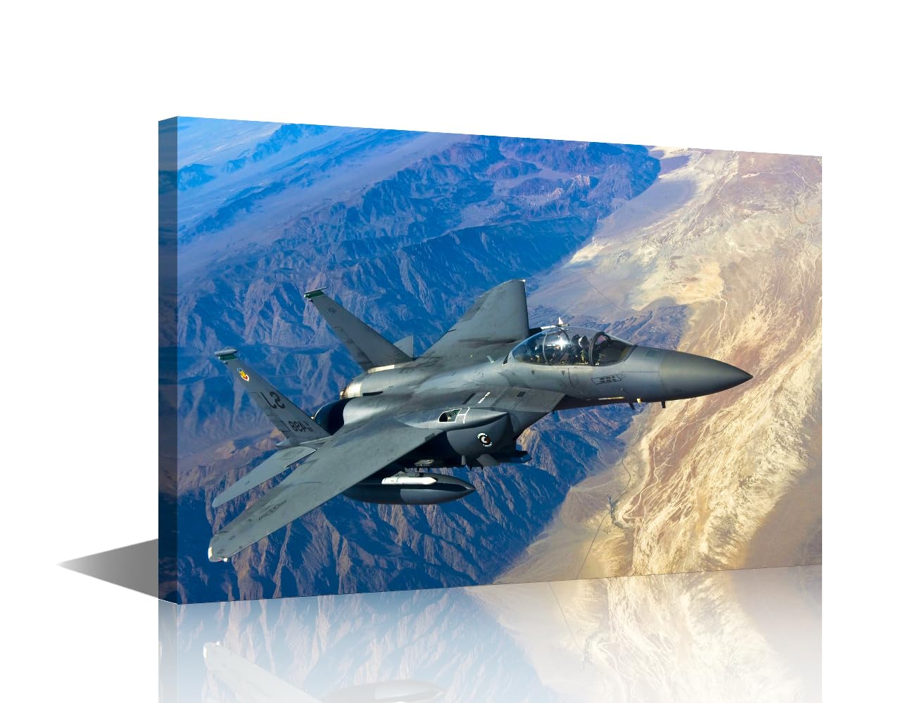 TISHIRON F-15E Airplane Picture Posters Canvas Wall Art Aviation Home Decor Artwork Large Military Style Art Canvas Wall Art Decor Posters for Living Room Prints Framed Ready to Hang 24x16 in