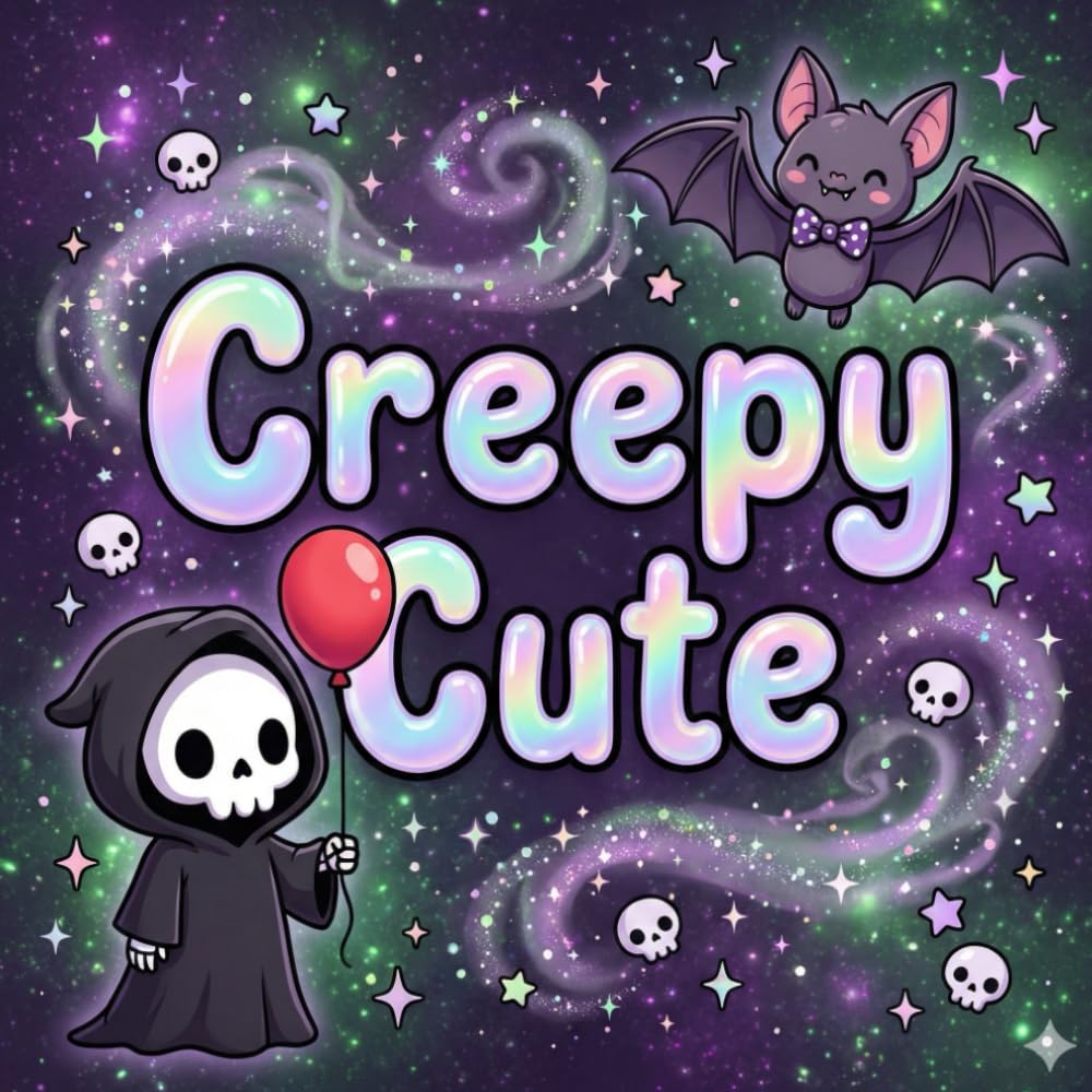 Creepy Cute: A Pastel Goth Coloring Book: Adorably Spooky Kawaii Horror Coloring Pages for Teens and Adults | Midnight Edition with Black Backgrounds and Thick Lines