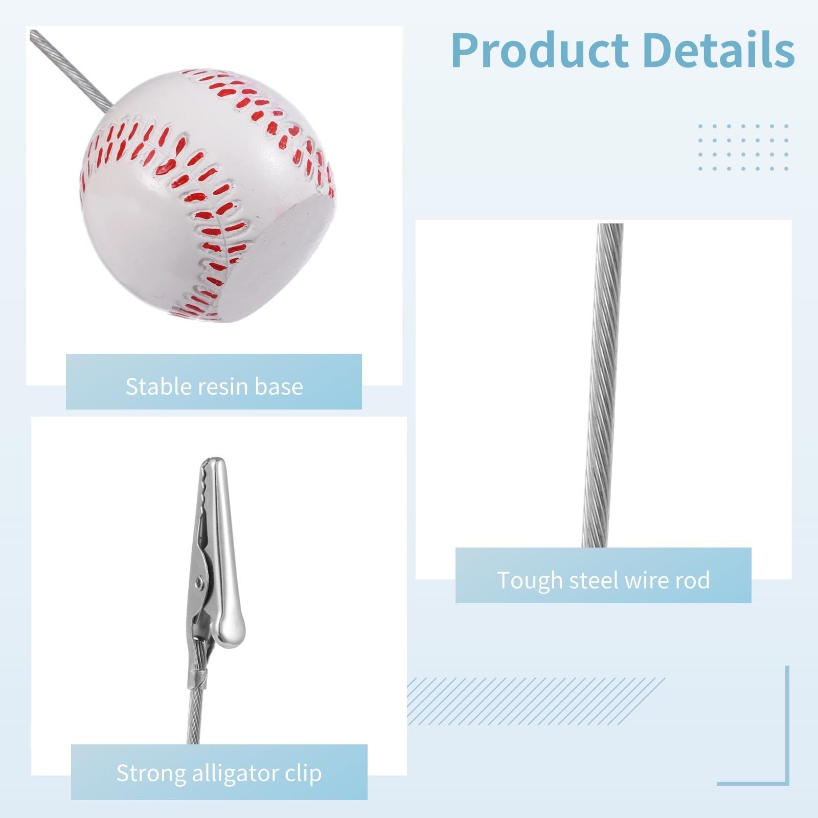 12 Stk. Baseball-Memo-Clips, Tischkartenhalter mit Harzbasis und Krokodilklemmen, Fotoständer im Sportdesign, Notizzettelklammern, Mehrzweck-Taghalter für Hochzeit, Party, Event