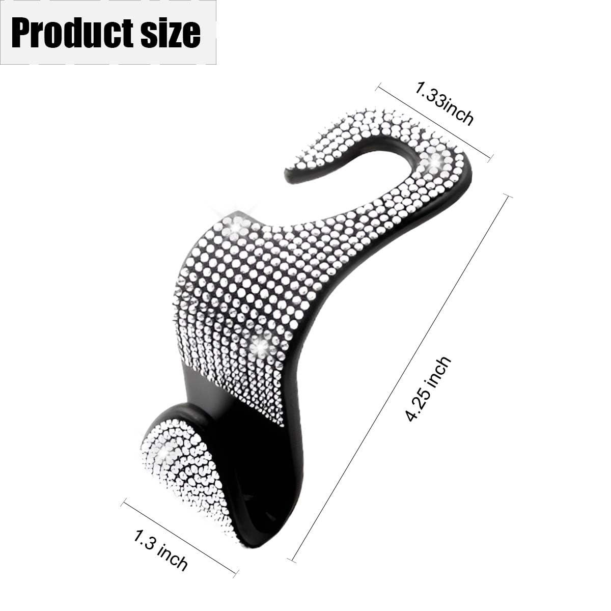 LAINLOY Lot de 4 crochets pour appuie-tête de voiture avec strass en cristal pour sac à main, accessoires d'intérieur universels pour SUV, voiture, camion (blanc)