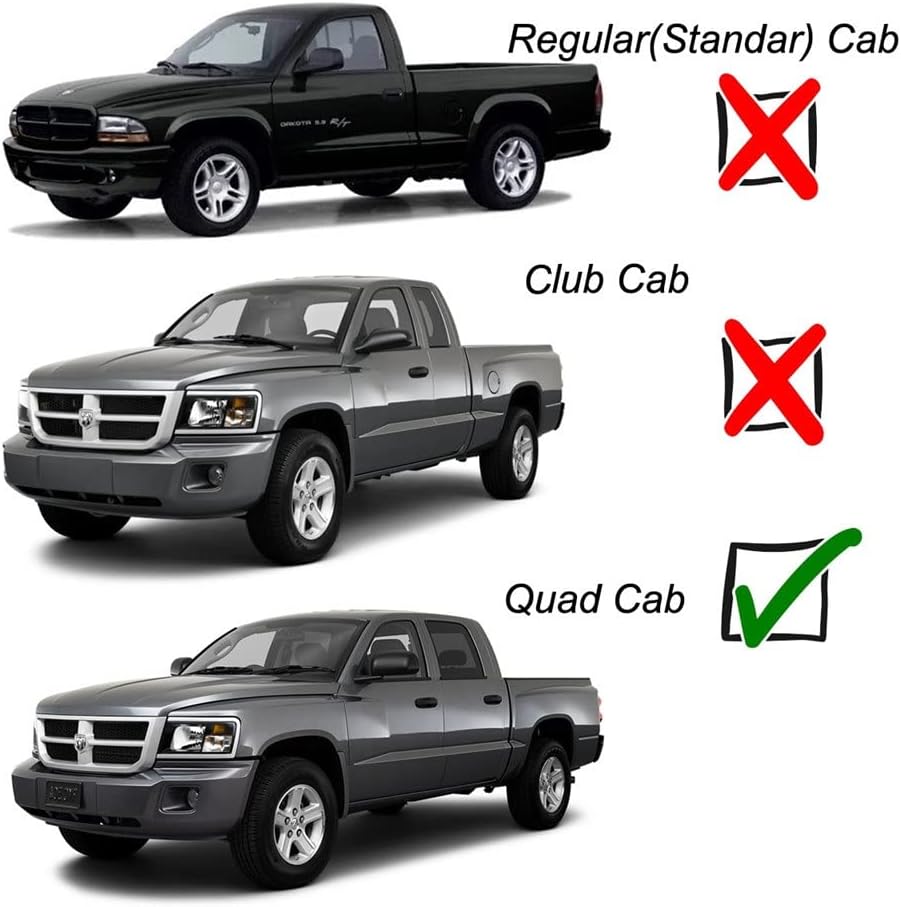 Original Side Window Wind Deflector fit for 2005-2011 Dodge Dakota Quad Cab,4pcs Outside Mount Tape-On Nice Sun Rain Guards Set,Window Visor 94656