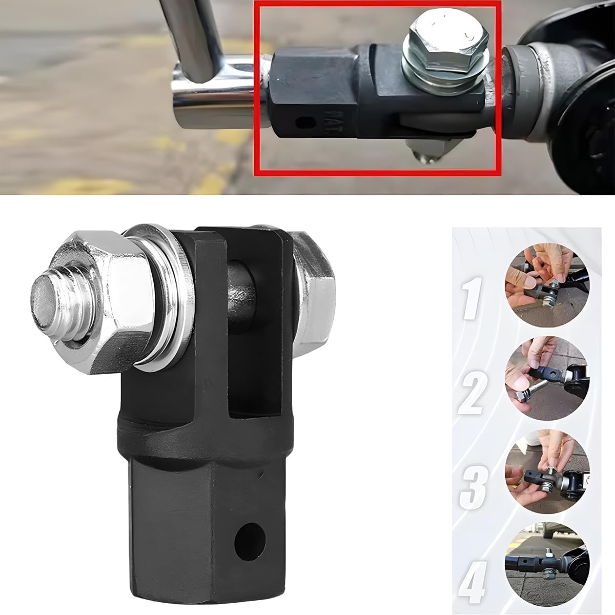 Trailer Scissor Jack Drill Adapter for Car Repair, Carbon Steel Scissor Jack Lift Drill Socket Adaptor for 1/2 Inch Impact Wrench & 13/16 Inch Lug Wrench, Fits Most Trailers image 3