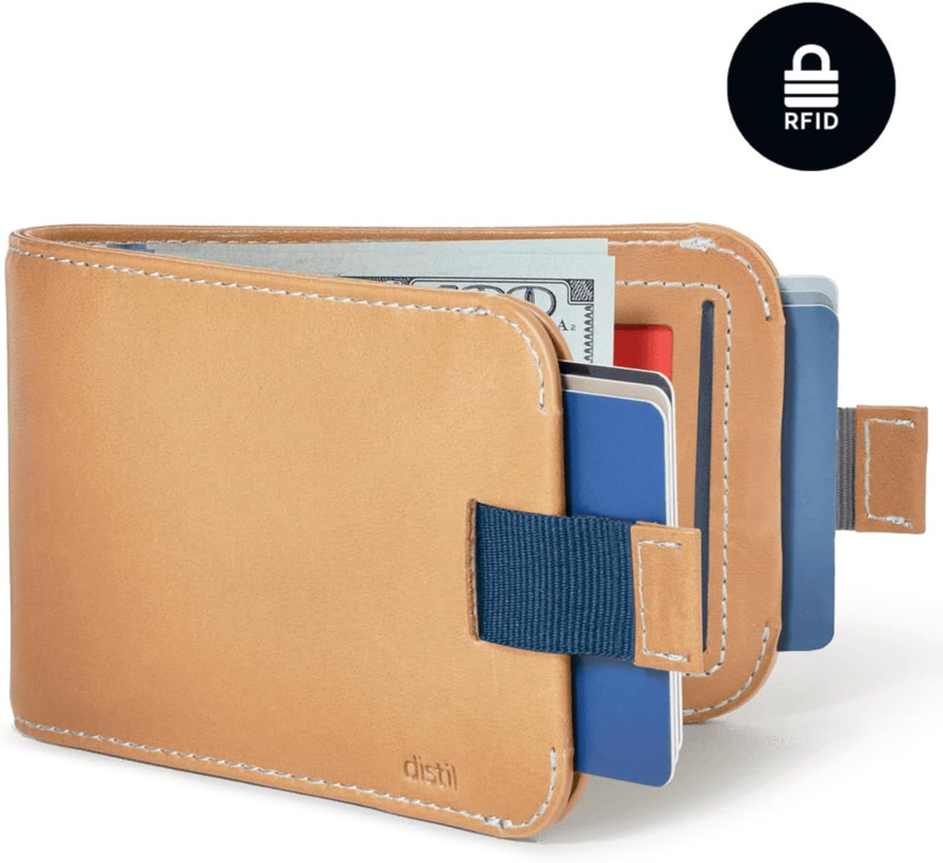 Distil Union Wally Bifold 5.0 Premium RFID Wallet with Titanium Money Clip - Slim Bifold Wallet for Men, Full Grain Leather, Minimalist RFID Card Holder - Holds 14 Cards & 30 Bills - Vege-Tan - Image 2