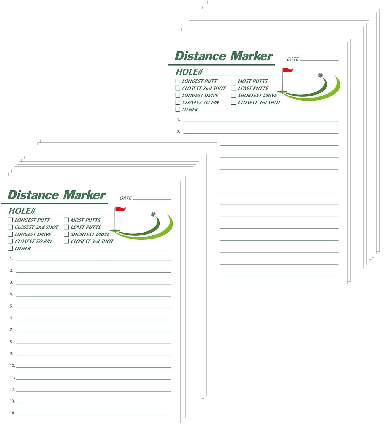 250 Pack Golf Closest to Pin Markers Sheets Proximity Markers Contest Cards for Golf Tournaments 8.27" x 4.72" for Accurate Green Distance Measure & Tournament, 14 Player Spaces