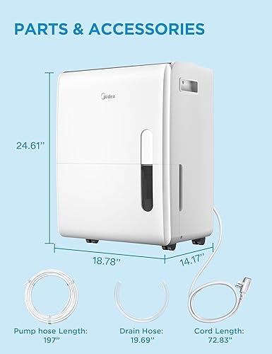 Miniatura 7 de Midea Deshumidificador de 5,500 pies cuadrados para sótano, deshumidificador de 60 pintas con bomba, aplicación y control inteligente Alexa, tanque