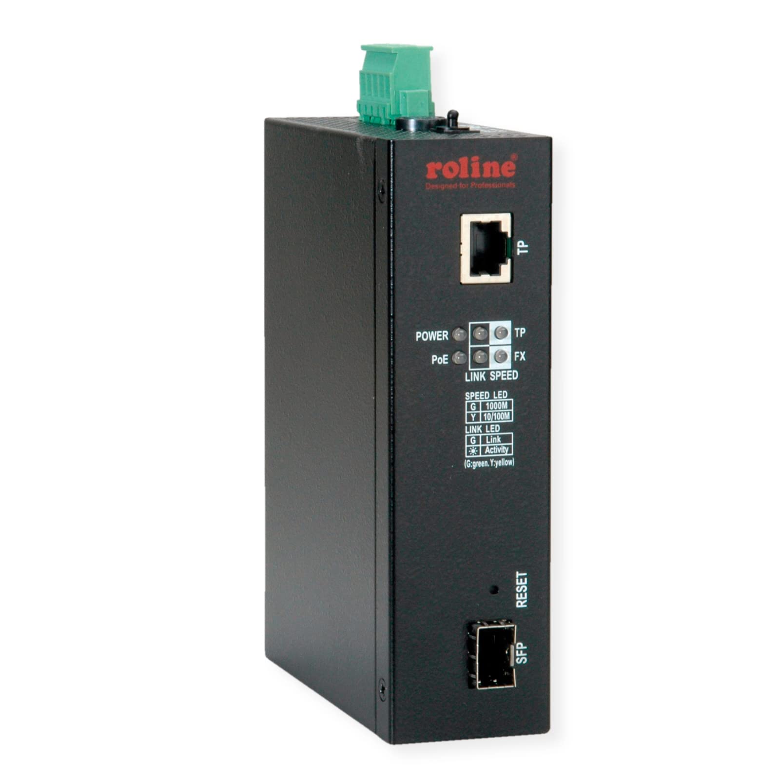 ROLINE Convertisseur Industriel Gigabit Ethernet - Fibre Dual Speed 100/1000, avec Fonction PoE