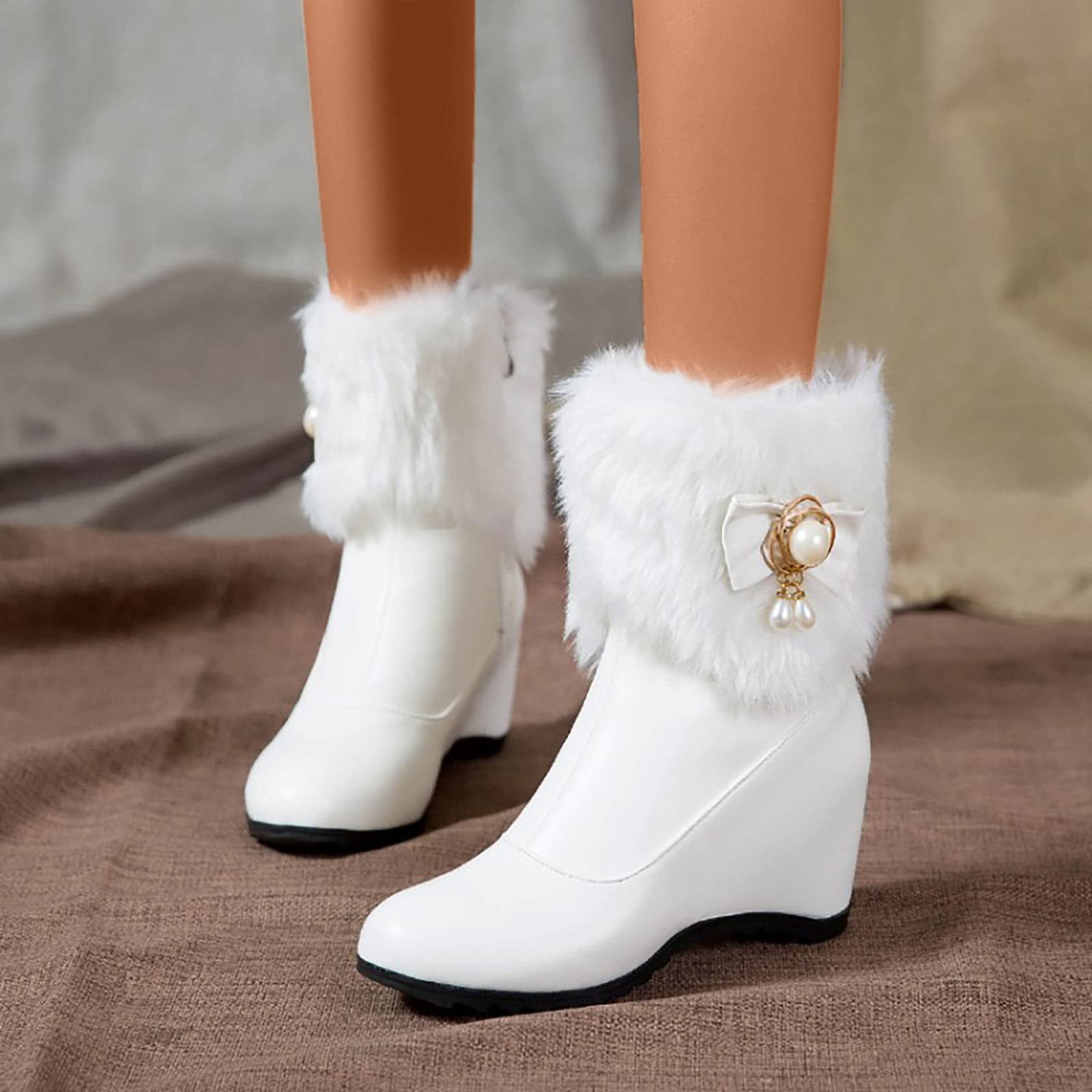 Scarpe Donna Moda Cotone Caldo Stivali Corti Casual Bowknot Single