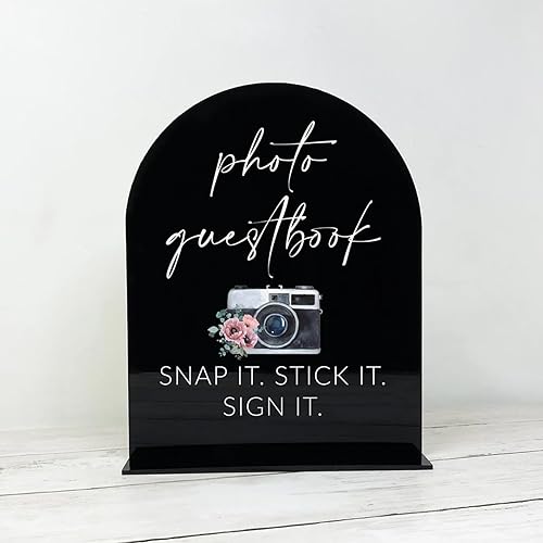 Miniatura 44 de Letrero de arco acrílico con espejo dorado de 5 x 7 pulgadas con soporte, paquete de 10 letreros acrílicos de arco dorado en blanco con base