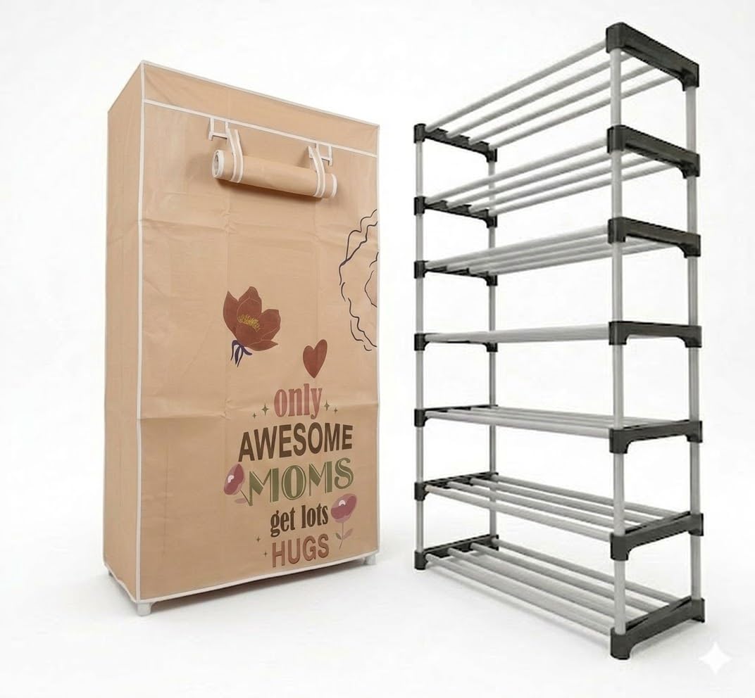 Chalia 6-Tier Multipurpose Organizer Rack with Matriarch’s Hug Illustrated Cover | Awesome Moms Themed 6-Shelf Storage for Clothes, Toys & Linens | Durable Plastic Stand (Beige & Floral)-picture-16