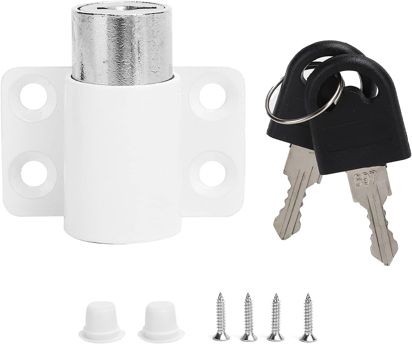 Respicefinem 3Ring White Safety Lock Sliding Window Anti Theft Buckle for Plastic Steel Window Ideal for Home Used for Ventilation and Anti Theft to Prevent Children from Falling