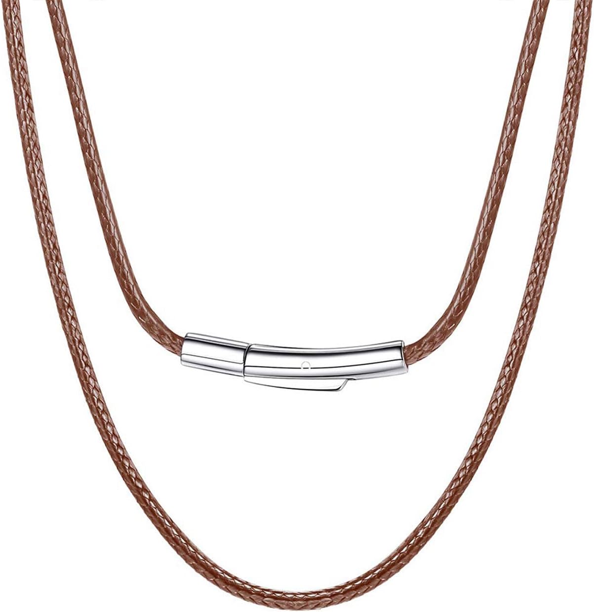 Braided Leather Necklace Cord Rope Chain 26 Inch 2mm 26 inch DIY Jewelry with Stainless Steel Clasp Waterproof Necklace Men