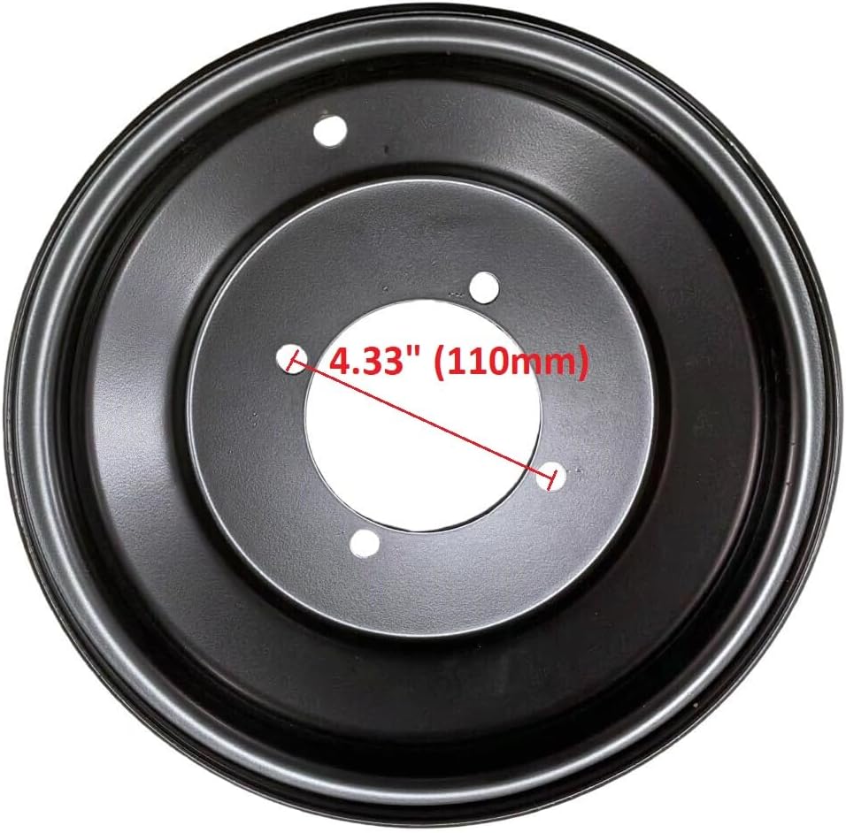 4 Bolt 10"X4.75" FRONT Wheel Rim for 150cc Taotao ATA150D 150GK ATVs and Go-Karts, 10mm Bolt Holes, Black