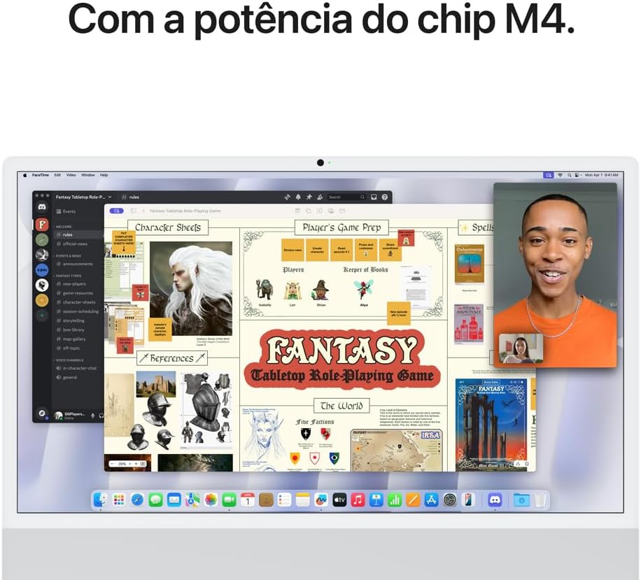Apple 2024 iMac (de 24 polegadas, Chip M4 da Apple com CPU de 10 núcleos e GPU de 10 núcleos, 16GB Memória unificada, de 256 GB) - Prateado