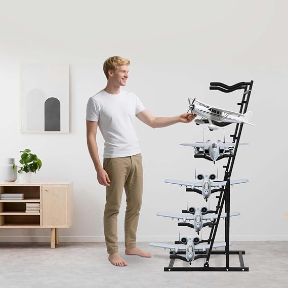 Multi-Function Display Stand, RC Plane Holder with 6 Shelves, Airplanes Storage Rack System, 6 Tiers, for Hobby Rooms, Garage