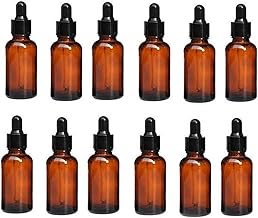 12 Pcs 20ml Amber Glass Empty Refillable Bottles with Glass Pipette for Essential Oils and Other Liquids