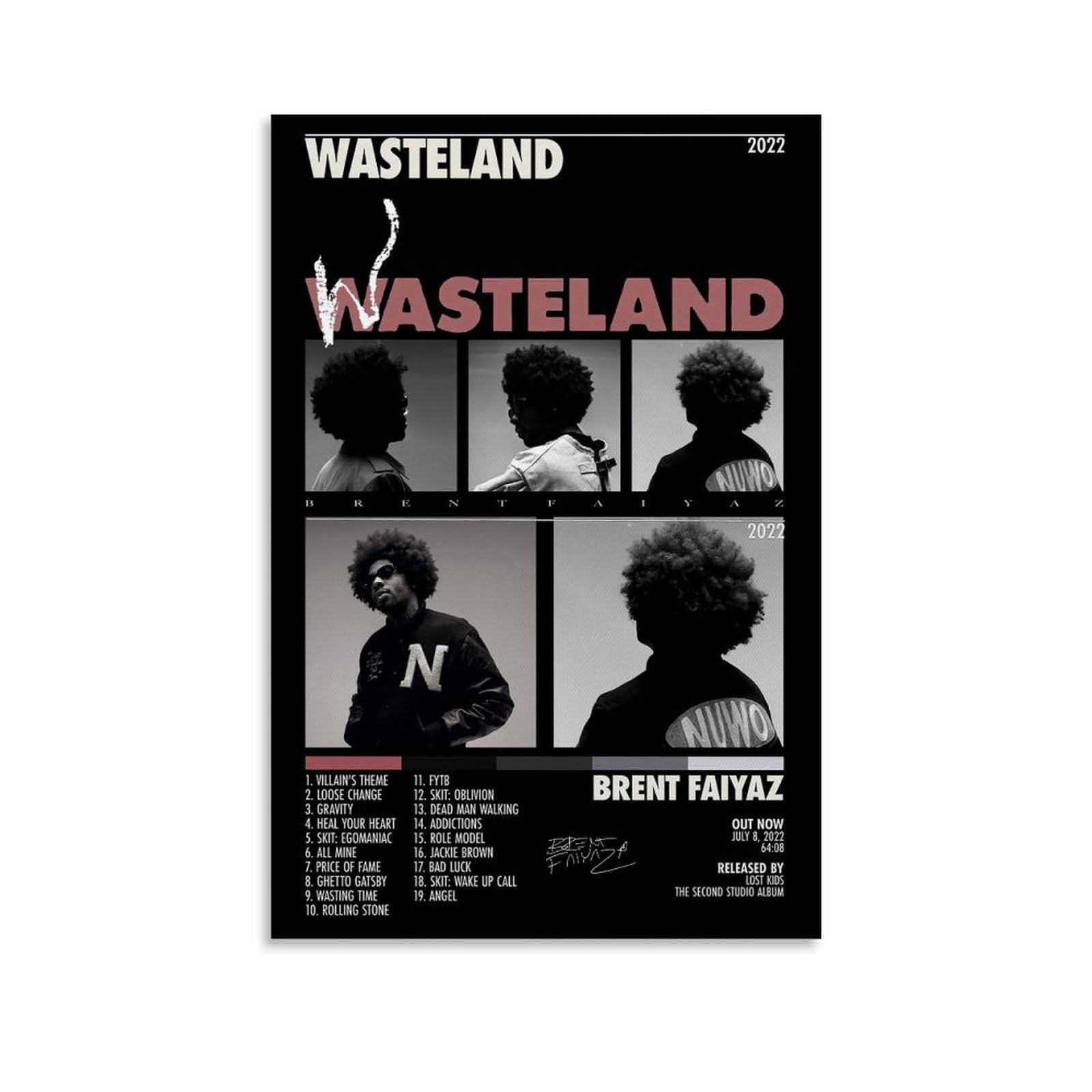 bAOBAOSHU Brent Faiyaz Poster Wasteland Music Album Cover Poster Decorative Painting Canvas Wall Posters And Art Picture Print Modern Family Bedroom Decor Posters 12x18inch(30x45cm)