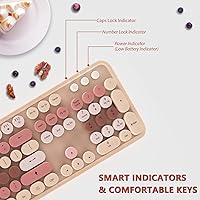 Vista 3 de Combo de teclado y mouse inalámbricos colorido - Teclado inalámbrico de 104 teclas con almohadilla numérica para PC Windows, portátil, laptop