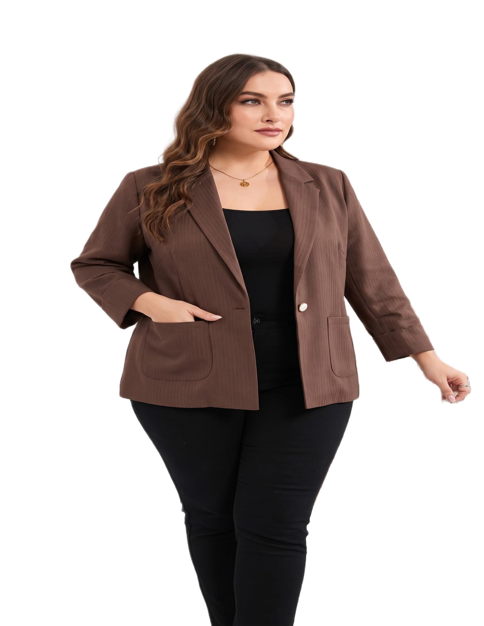 moonxs Women's Urban Professional Blazer – Brown Coat, Rolled Sleeve, Modern Lapel-picture-17